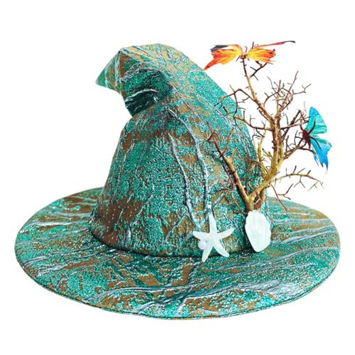MUCKLILY Halloween Hexenhut mit Schmetterling Grüner Spitzhut für Damen Leichter Cosplay-Hut für Halloween-Partys und Kostüm-Accessoires Vielseitig für Indoor Outdoor-Feiern MUCKLILY Halloween Hexenhut mit Schmetterling Grüner Spitzhut für Damen Leichter Cosplay-Hut für Halloween-Partys und Kostüm-Accessoires Vielseitig für Indoor Outdoor-Feiern von MUCKLILY