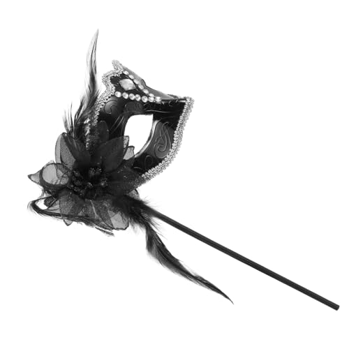 MUCKLILY Handgehaltene Damen-masquerade-maske mit Schwarzen Federn Ergonomisch Langlebig für Halloween Karneval Fasching Bühnenparty und Cosplay Geeignet Festliche Maskenball-verkleidung MUCKLILY Handgehaltene Damen-masquerade-maske mit Schwarzen Federn Ergonomisch Langlebig für Halloween Karneval Fasching Bühnenparty und Cosplay Geeignet Festliche Maskenball-verkleidung von MUCKLILY