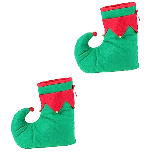 MUCKLILY Hausschuhe 2 Paar Weihnachtsclown-Cosplay-Kostüm-Kostüm-Feiertags-Elfenstiefel Kappen Kobold-Kostümfüße Kostümmütze Für Kinder Weihnachtselfen-Schuhe Nf-Mütze Erwachsene Kinderhüte von MUCKLILY