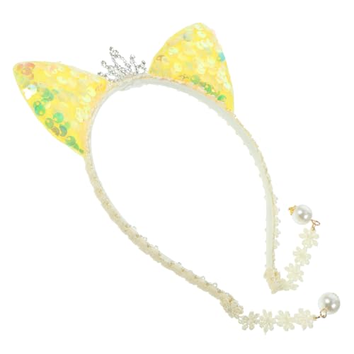 MUCKLILY Katze Ohren Haarreif mit Pailletten und Perlen Weiches Stoffmaterial Bequemes Stirnband für Party und Cosplay Langlebig und Leicht Geeignet für Mädchen MUCKLILY Katze Ohren Haarreif mit Pailletten und Perlen Weiches Stoffmaterial Bequemes Stirnband für Party und Cosplay Langlebig und Leicht Geeignet für Mädchen von MUCKLILY