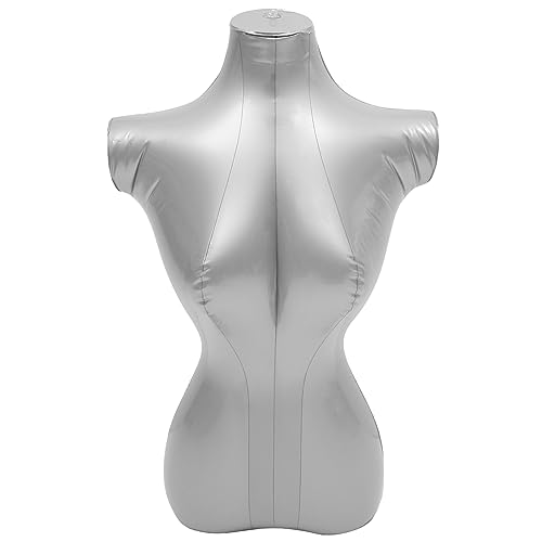 MUCKLILY Kleidungsausstellungsmodell Aufblasbare Halbkörperschaufensterpuppe Schaufensterpuppenkopf Blockschaufensterpuppe Aus Segeltuch Mannequin-männchen-form Geschlecht Frauen Pvc Silver von MUCKLILY