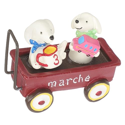 MUCKLILY Mikro-Landschaftsverzierung tierfiguren Tier Figuren Hund Lernspielzeug für Rollenspiele Ornament Dekor Welpe aus Harz Harzverzierungen für den Garten klein Wagen von MUCKLILY