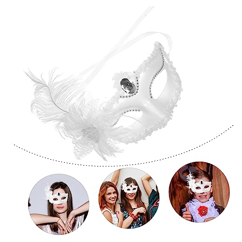 MUCKLILY Venezianische Spitzen Halbgesichtsmaske Damen Weiß für Maskenball Halloween Karneval Kostümfest Dekorative Masquerade Maskerade Party Accessoire MUCKLILY Venezianische Spitzen Halbgesichtsmaske Damen Weiß für Maskenball Halloween Karneval Kostümfest Dekorative Masquerade Maskerade Party Accessoire von MUCKLILY