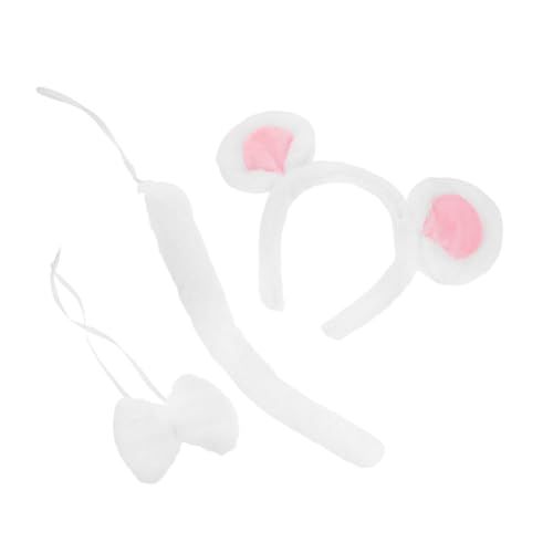 MUCKLILY Weißes Maus Kostüm mit Plüschohren und Schleife Flauschiges Tier-accessoire für Erwachsene und Bequemes Mausohren Stirnband für Halloween Weihnachten Cosplay Party MUCKLILY Weißes Maus Kostüm mit Plüschohren und Schleife Flauschiges Tier-accessoire für Erwachsene und Bequemes Mausohren Stirnband für Halloween Weihnachten Cosplay Party von MUCKLILY