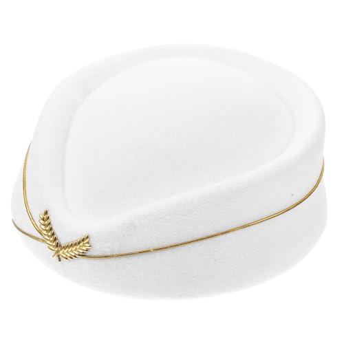 MUCKLILY Weißes Stewardess Kostüm Hut Damen Flugbegleiterinnenhut Mütze Cosplay Bühnenauftritt Accessoire Stilvoll Elegant für Karneval Party Dekoration MUCKLILY Weißes Stewardess Kostüm Hut Damen Flugbegleiterinnenhut Mütze Cosplay Bühnenauftritt Accessoire Stilvoll Elegant für Karneval Party Dekoration von MUCKLILY