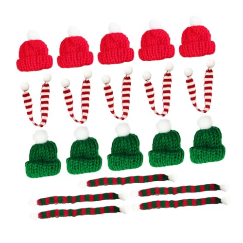 MUELODSIC 20 Stück Teiliges Strickmützen und Schals Weihnachtsflaschenhüllen Weihnachtsdeko für Flaschen und Becher DIY Weihnachtsmützen in Rot und Grün für Festliche Tischdekoration MUELODSIC 20 Stück Teiliges Strickmützen und Schals Weihnachtsflaschenhüllen Weihnachtsdeko für Flaschen und Becher DIY Weihnachtsmützen in Rot und Grün für Festliche Tischdekoration von MUELODSIC