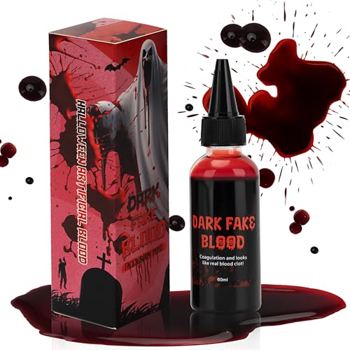 Premium Kunstblut 60ml I Kunstblut-Gel, Halloween-Kunstblut, realistisches, waschbares Spezialeffekt-SFX-Make-up, geronnenes Gelblut für Vampire, Zombies, Cosplay und Verkleidungen von MUEZDUR