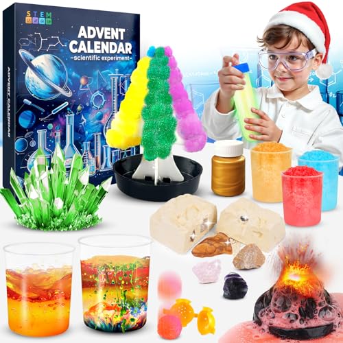 Adventskalender 2024,Experimente für Kinder ab 6 7 8 9 10,Adventskalender Kinder Experimentierkasten STEM Aktivitäten Wissenschaft Spielzeug Geschenke für Jungen Mädchen von MUFEIRUO