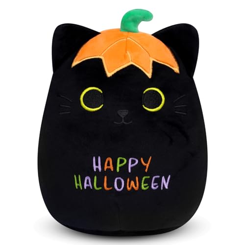 MUFEIRUO Halloween Katze Plüsch Plüschtiere,Schwarz Katze Plüsch Kissen,Halloween Plüschtiere mit Kürbis Hut,Geschenk für Kinder Jungen Mädchen MUFEIRUO Halloween Katze Plüsch Plüschtiere,Schwarz Katze Plüsch Kissen,Halloween Plüschtiere mit Kürbis Hut,Geschenk für Kinder Jungen Mädchen von MUFEIRUO