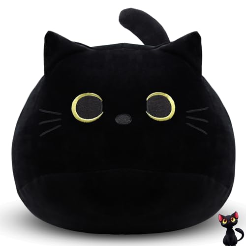 MUFEIRUO Plüschkissen mit schwarzer Katze, 30 cm, Kawaii-Katzen-Stofftiere von MUFEIRUO