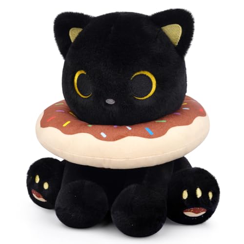 MUFEIRUO Schwarze Donut Katze Plüschtiere, Schwarze Katze Plüsch Plüsch Puppe Spielzeug mit Donut für Kinder MUFEIRUO Schwarze Donut Katze Plüschtiere, Schwarze Katze Plüsch Plüsch Puppe Spielzeug mit Donut für Kinder von MUFEIRUO