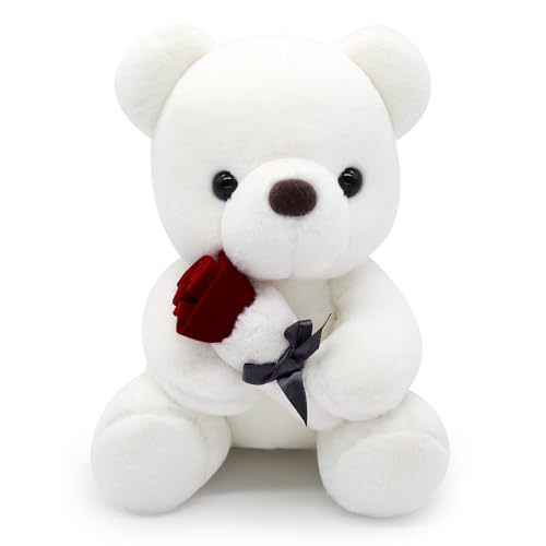 MUFEIRUO Teddybär Kuscheltier Stofftier, Teddybär mit Rose Weiches Spielzeug Stofftier Plüschtier Plüschbär Kuschelbär Teddy Bär Geschenk für Kinder Mädchen von MUFEIRUO