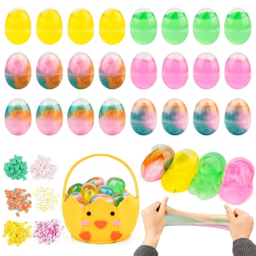 Ostern Slime Kit Schleim Set,Schleim Selber Machen mit 24 Farben,Küken Ei Slime Kit für Mädchen Jungs Spielzeug,Slime Kit Geschenke für 5-10 Jungen und Mädchen von MUFEIRUO