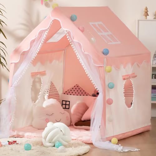 Prinzessin Zelt Mädchen großes Spielhaus Kinder Schloss Spielzelt Christamas Geschenk Geburtstagsgeschenk für Kinder Indoor-und Outdoor-Spiele (Rosa) von MUHMUH