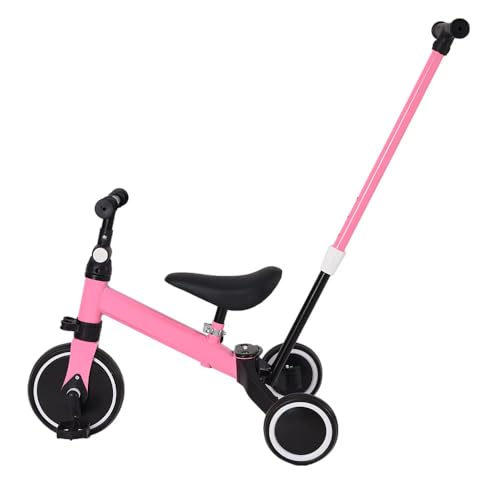 Dreirad, höhenverstellbar, 2-in-1, Laufrad, Dreirad, für Kinder von 1-3 Jahren, Dreirad für Babys, skalierbares Babyfahrrad, sicher und bequem, abnehmbarer Putter (Rosa) von MUL-BOUTIQUE