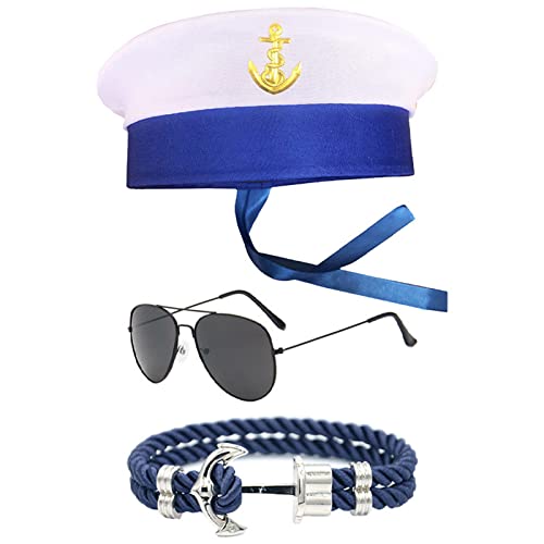 MULAIDI 1 Set Frauenhut mit Handschuhen/Sonnenbrille/für Halloween-Party, marineblauer Hut zum Fotografieren, Cosplay-Handschuhe, Handschuhe für Erwachsene von MULAIDI