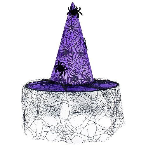 MULAIDI Frauenkostüm Hexenkappe Mesh Zauberer Hut Halloween Party Kopfbedeckung Glockenhut Urlaub Kopfschmuck Erwachsene Cosplay Party Hut Hexenhut Unisex Hut Kostüm Zubehör Partyhut von MULAIDI