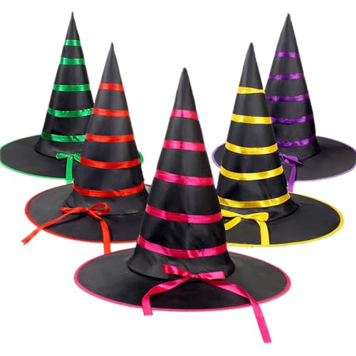 MULAIDI Frauenkostüm Hexenkappe Mesh Zauberer Hut Halloween Party Kopfbedeckung Glockenhut Urlaub Kopfschmuck Erwachsene Cosplay Party Hut Hexenhut Unisex Hut Kostüm Zubehör Partyhut von MULAIDI