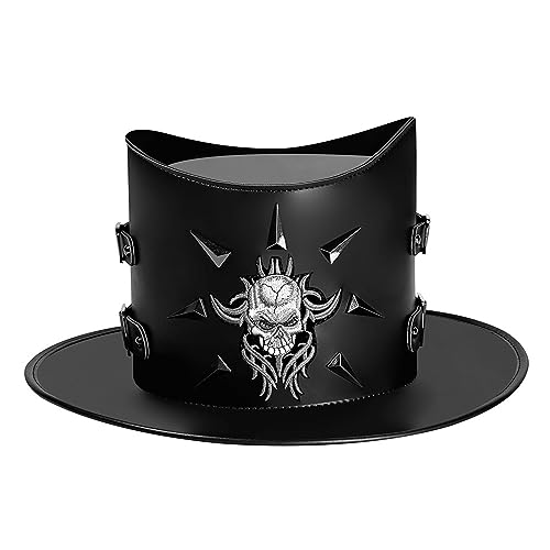 MULAIDI Gothic Knight Zylinder Hut Steampunk Hut Punk Magier Hut mit Totenkopf Erwachsene Unisex Kostüm Kappe Halloween Zubehör Kostüm Hut für Erwachsene Damen Herren von MULAIDI