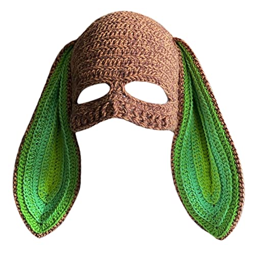 MULAIDI Kaninchen-Strickmütze mit langen Ohren, Totenköpfe, niedlicher Hut, Maskerade-Hut, Damen, Halloween-Partyhut, Häkelmütze, Halloween-Partyhut-Set von MULAIDI