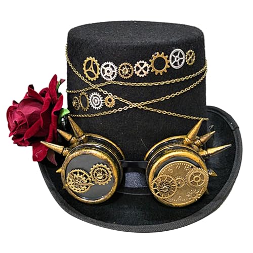 MULAIDI Unisex Zylinder Industrial Age Gothic Rose Cosplay Für Steampunk Party Zubehör Industrial Age Cap Top Hat Gothic Hut Kostüm von MULAIDI