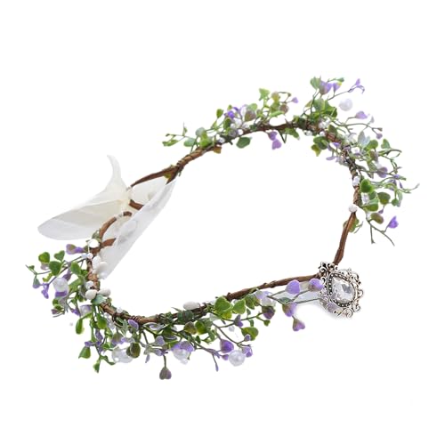 Temperament Blume Ethnische Cosplay Haarreifen Braut Hochzeit Party Kopfbedeckung mit Anhänger Blume Stirnband Blume Blume Erwachsene Blume Stirnband von MULAIDI