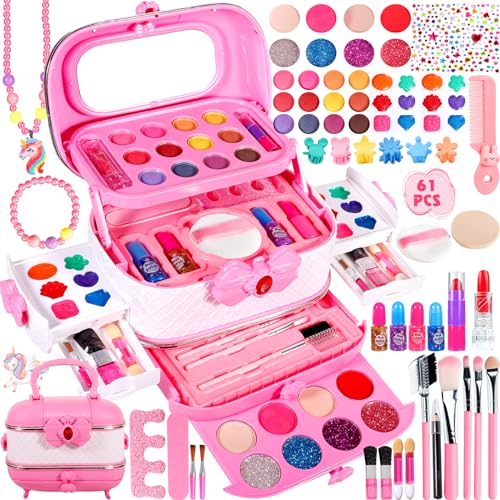 MULEVIP Kinderschminke Set Mädchen,Schminkkoffer Mädchen,Kinder Schminkset Mädchen,Kinder Make Up Set Mädchen,Waschbar Schminkset Mädchen,Geschenke Spielzeug für ab 3 4 5 6 7 8 9 10 11 Jahre Mädchen von MULEVIP