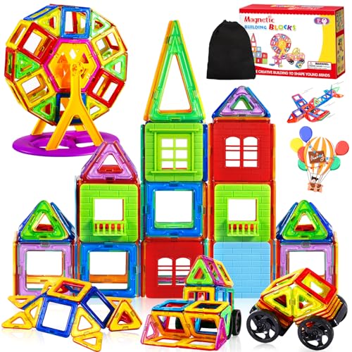 MULEVIP Magnetische Bausteine 82 PC Magnet Spielzeug Kinder,Lustiges Pädagogisches Bauspielzeug,Magnetspielzeug Magnete für Kinder,Geschenkauswahl für Jungen und Mädchen im Alter von 3-8 Jahren von MULEVIP