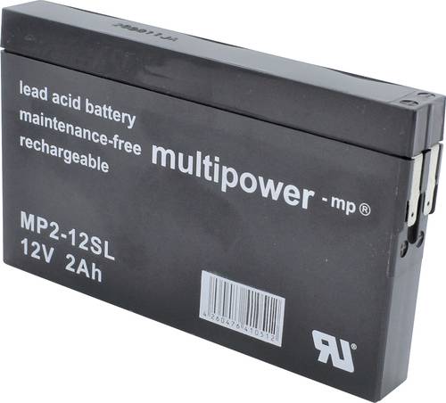 Multipower MP2-12SL MP2-12SL Bleiakku 12V 2Ah Blei-Vlies (AGM) (B x H x T) 148 x 90 x 20mm Flachstec von MULTIPOWER