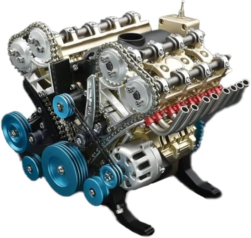 MUMQAQ 8-Zylinder-Vollmetall-Automotormodell, V8-Motormodellbausatz, Modellmotor-Kit für Erwachsene, Metallmotor-Modellbausatz, Automotor-Modellbausatz für Erwachsene, Heimmotor-Ornamente (V8) von MUMQAQ