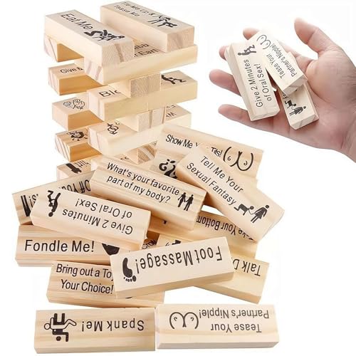 MUMQAQ Naughty Block Tumblling Tower Spiele für Erwachsene Date Night - Freaky Wooden Stacking Block Couple Game - Christmas Valentines Day Gifts for Bachelorette Parties and Date Nights von MUMQAQ