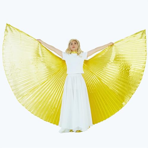 MUNAFIE Bunte Flügel Isis Wings Erwachsene Bauchtanz Kostüm Damen Halloween Kostüm Damen Bauchtanz Flügel für Karneval Cosplay 10#Golden von MUNAFIE