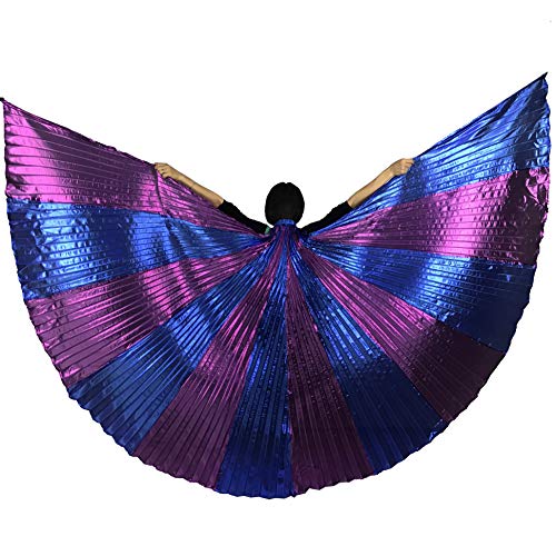 MUNAFIE Spleißfarbe Flügel Isis Wings Erwachsene Bauchtanz Kostüm Damen Halloween Kostüm Damen Bauchtanz Flügel für Karneval Cosplay Dunkelblau-Lila von MUNAFIE