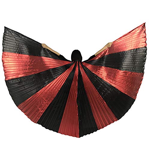 MUNAFIE Spleißfarbe Flügel Isis Wings Erwachsene Bauchtanz Kostüm Damen Halloween Kostüm Damen Bauchtanz Flügel für Karneval Cosplay Schwarz Rot von MUNAFIE