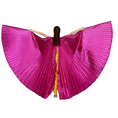 MUNAFIE Unisex Isis Flügel für Erwachsene Bauchtanz Flügel Umhang mit Stöcke Halloween Bauchtanz Kostüm Damen für Karneval Cosplay Tanzen Rosenrot MUNAFIE Unisex Isis Flügel für Erwachsene Bauchtanz Flügel Umhang mit Stöcke Halloween Bauchtanz Kostüm Damen für Karneval Cosplay Tanzen Rosenrot von MUNAFIE