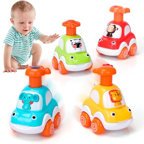 Baby Auto Spielzeug ab 1 2 Jahr Junge Mädchen, 4 Stück Press-and-Go Aufziehauto Kinder Spielzeug ab 1 2 3 Jahr Junge Mädchen, Montessori Kinderspielzeug Geschenk 1 2 Jahr Junge Geburtstagsgeschenk von MUNDIDO