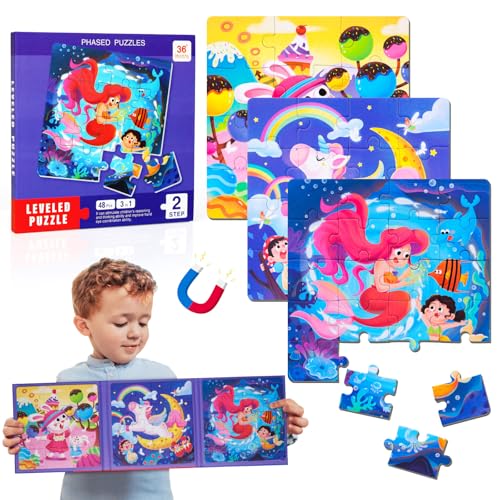 Magnetische Puzzle Geschenke Mädchen 3 4 5 6 Jahre, Reisespiele Kinderpuzzle ab 3 Jahre, Magnetpuzzle Spielzeug ab 3 4 5 Jahre Mädchen Junge Geschenk lernspiele Autofahrt Flugzeug Kinder Beschäftigung von MUNDIDO