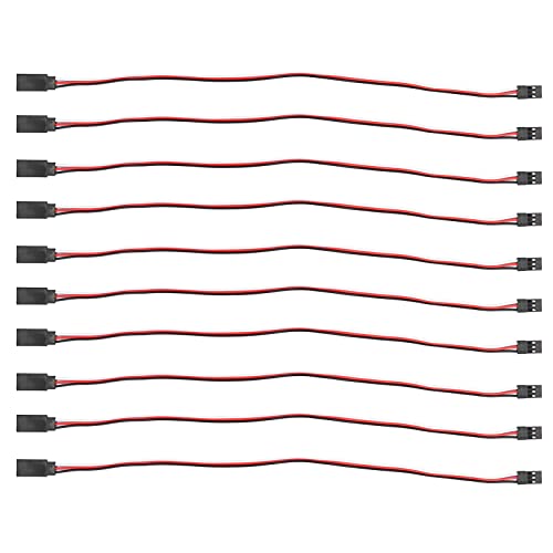 MUNEFE 10-teiliges 3-poliges Servo-Verlängerungskabel, Servo-Stecker-Set, Messingkern-Verlängerungskabel für langlebige Leistung in anspruchsvollen Umgebungen (300mm Male to Female) von MUNEFE