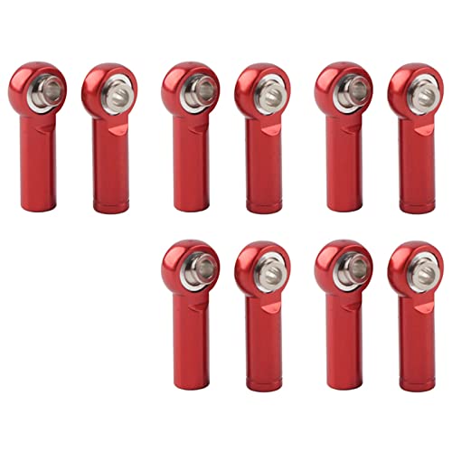 MUNEFE RC Spurstangenkopf, Spurstangenkopf aus Aluminiumlegierung, 10-teiliges Spurstangengelenk für Modell-RC-Autos (Red) von MUNEFE