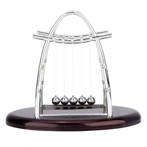 Munefe Newtons Cradle Pendulum, Balance Balls Pendulum, Nicht -Stop -Rolling -Ballspielzeug, um die Schönheit Ihres Schlafzimmers oder Büros zu verbessern (L) von MUNEFE