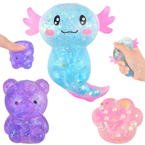 MUNSKT 3 Pack Squishy Toy, Bär, Axolotl & Katzenpfote Squishy Spielzeug für Kinder & Erwachsene, Zufällige Farben, Langsam Steigende Squishies für Angstabbau und Konzentration MUNSKT 3 Pack Squishy Toy, Bär, Axolotl & Katzenpfote Squishy Spielzeug für Kinder & Erwachsene, Zufällige Farben, Langsam Steigende Squishies für Angstabbau und Konzentration von MUNSKT