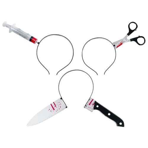 MUNSKT 3 Pieces Halloween Headband, Knife in Head,Scissor Hairband,Syringe Headband,Halloween Hair Accessories for Women, Halloween Costume Accessory for Men at Halloween Party MUNSKT 3 Pieces Halloween Headband, Knife in Head,Scissor Hairband,Syringe Headband,Halloween Hair Accessories for Women, Halloween Costume Accessory for Men at Halloween Party von MUNSKT