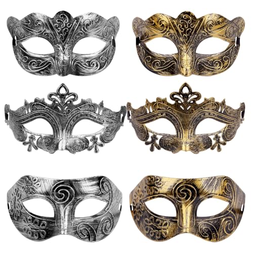 MUNSKT 6 Stück Venezianische Maskerade Maske Maskerade Gesichtsmaske Masken Männer Roman Centurion Gladiator Sparticus für Kostümball,Party, Maskenball,Maskerade Karneval Party Maske von MUNSKT