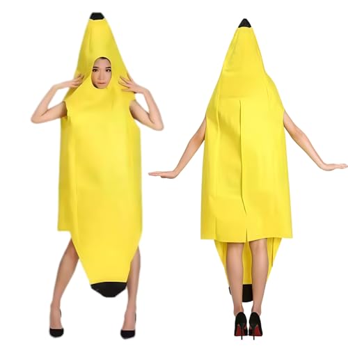 MUNSKT Bananen-Kostüm für Erwachsene, leicht, bequem, gelber Overall für Halloween, Partys, Obst-Cosplay, Verkleidungsparty, Einheitsgröße MUNSKT Bananen-Kostüm für Erwachsene, leicht, bequem, gelber Overall für Halloween, Partys, Obst-Cosplay, Verkleidungsparty, Einheitsgröße von MUNSKT