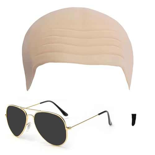 MUNSKT Cosplay Zubehör Cosplay Set Glatze Kopfhaut Kühle Sonnenaugen Kleines Stück Schwarz Fake Bart Herren Party Kostüm MUNSKT Cosplay Zubehör Cosplay Set Glatze Kopfhaut Kühle Sonnenaugen Kleines Stück Schwarz Fake Bart Herren Party Kostüm von MUNSKT