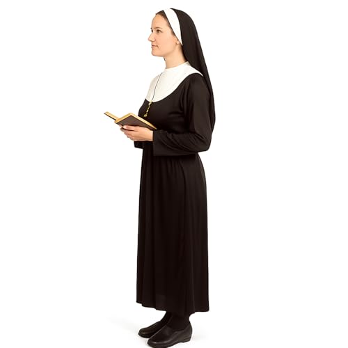 MUNSKT Nonnenkostüm für Damen, schwarz, Kostüm, Erwachsene, religiöses Priester-Kostüm für Halloween, Cosplay, Größe XL MUNSKT Nonnenkostüm für Damen, schwarz, Kostüm, Erwachsene, religiöses Priester-Kostüm für Halloween, Cosplay, Größe XL von MUNSKT