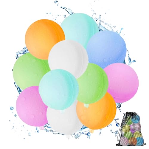 MUNSKT Wiederverwendbare Silikon-Wasserballons mit schwarzer Netztasche, für Sommer, Pool, Strand, Outdoor, lustige Partyspiele, für Kinder und Erwachsene, 12 Stück MUNSKT Wiederverwendbare Silikon-Wasserballons mit schwarzer Netztasche, für Sommer, Pool, Strand, Outdoor, lustige Partyspiele, für Kinder und Erwachsene, 12 Stück von MUNSKT
