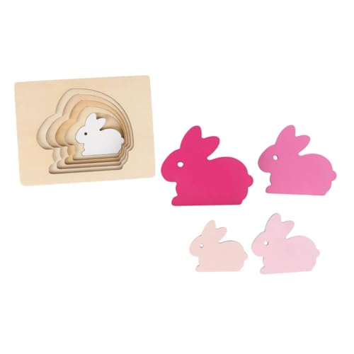 1 Satz Farberkennungsspielzeug Kaninchen-Puzzle Rätsel Kinder Puzzle kinderpuzzle puzzlekleber Puzzlematte Puzzle-Spielzeug aus Holz Größe passendes Spielzeug hölzern Rosa MUSISALY von MUSISALY