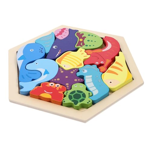 1 Satz Holzblock Kleinkindspielzeug Tier-Puzzle-Spielzeug Babytiere Wildes Tier Spielzeug Für Jungen Ab 1 Jahr Meerestier-Puzzle Spielzeug Für Kleinkinder Denksportaufgaben Hölzern MUSISALY von MUSISALY