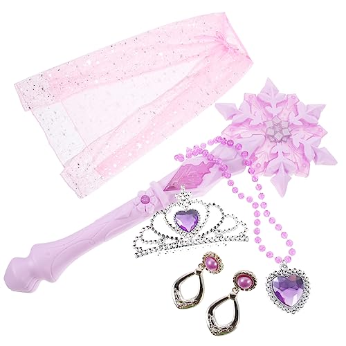 1 Satz Schnee Zauberstab Lustiges Kleidungsset Leuchtende Zauberstäbe Geburtstagskostüm Für Mädchen Performance-kostüm Cosplay-Kleidung Prinzessin Cosplay Prop Kunststoff Rosa MUSISALY von MUSISALY